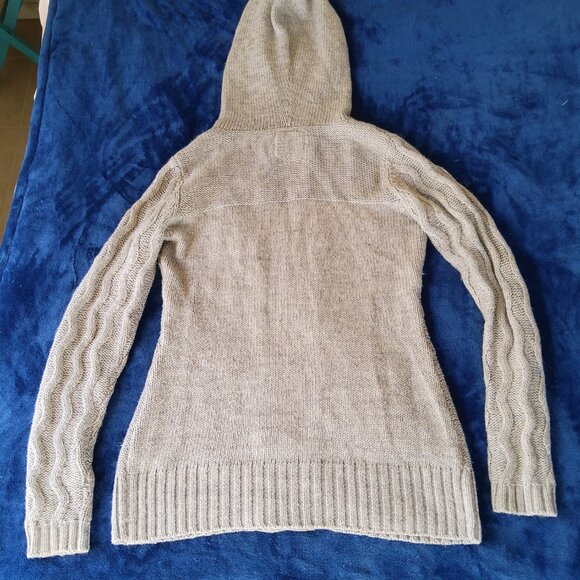 Diesel Femme Chunky Cable Knit Hooded Cardigan Button Sweater Neutral Size XL - Picture 5 of 11